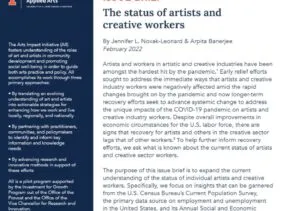 blue and white pdf page with title "issue brief: the status of artists and creative workers" - please click the view and download link for content
