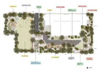 Proposed plan for Leal Elementary School playground redesign by LA 434 students