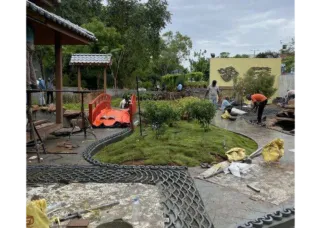 Construction on a zen garden