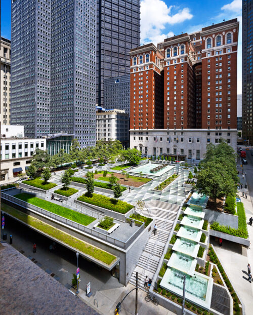 Photographic prospect of Mellon Square in Pittsburgh, PA