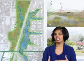 MLA candidate presenting at a department design charrette.