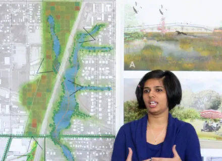 MLA student Heena Gajjar presenting work during a design review