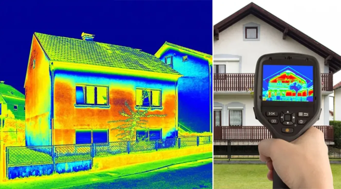 Images of thermographic inspection of a building