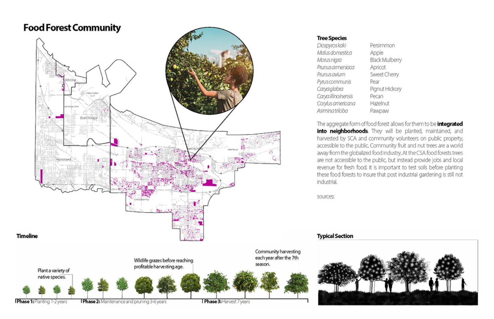 Plan showing locations of food/forest community in project “Growing New Industries"