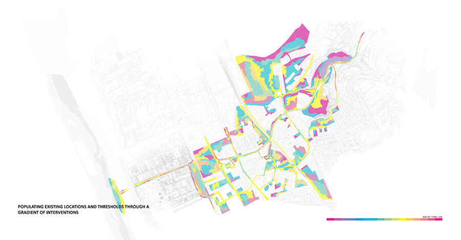 Plan showing Gradient of Interventions in project "A Pantone Pixelscape"