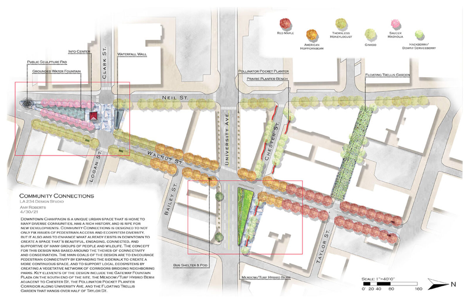 Plan of project “Hybridize - Downtown Champaign Development" by Amy Roberts