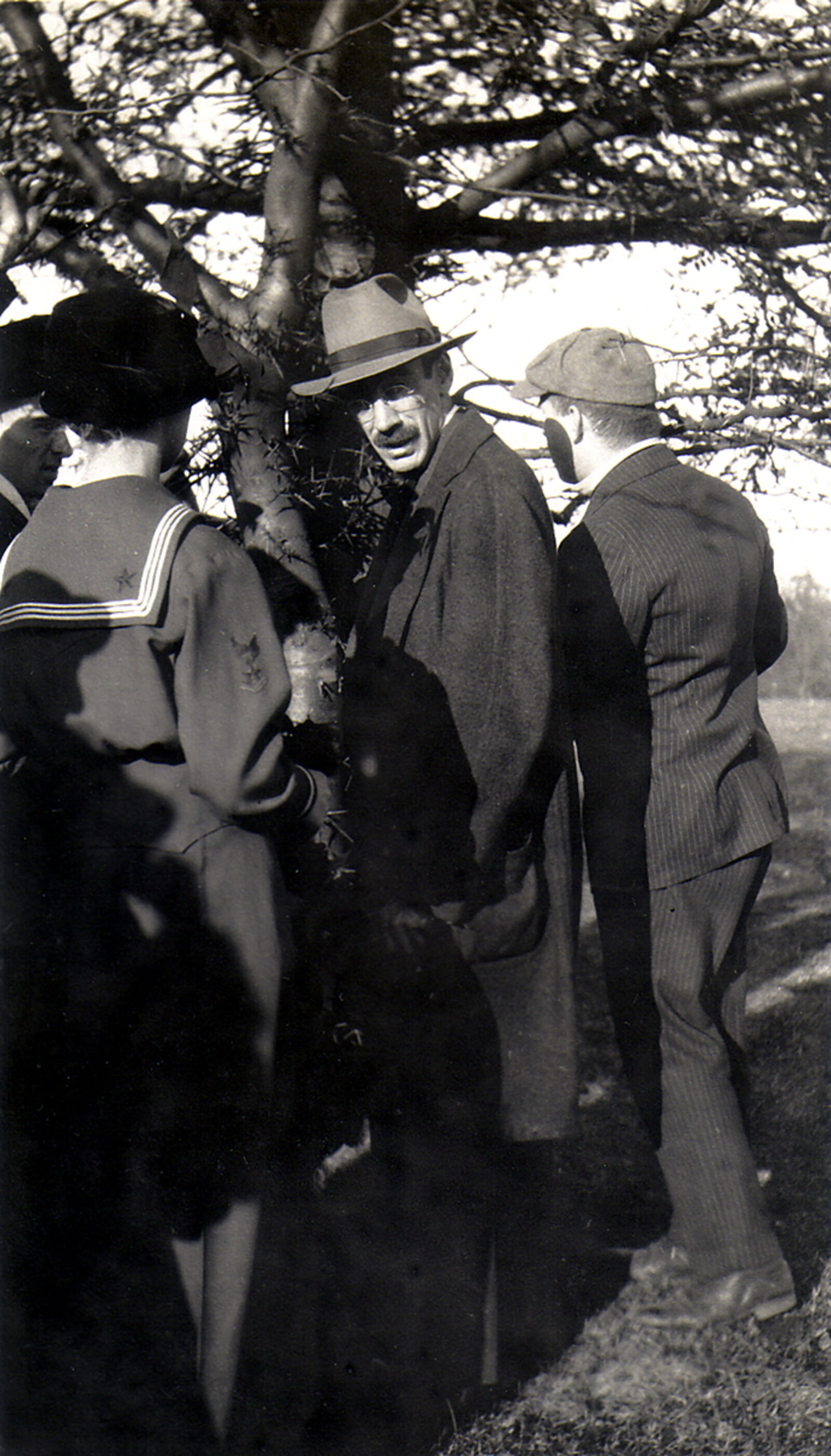 View of Prof. Ralph Rodney Root and students on a site visit