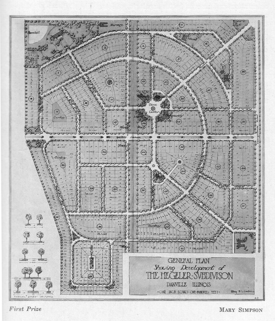 Drawing by Mary A Simpson (BSLA 1916), Senior Design studio, First Prize