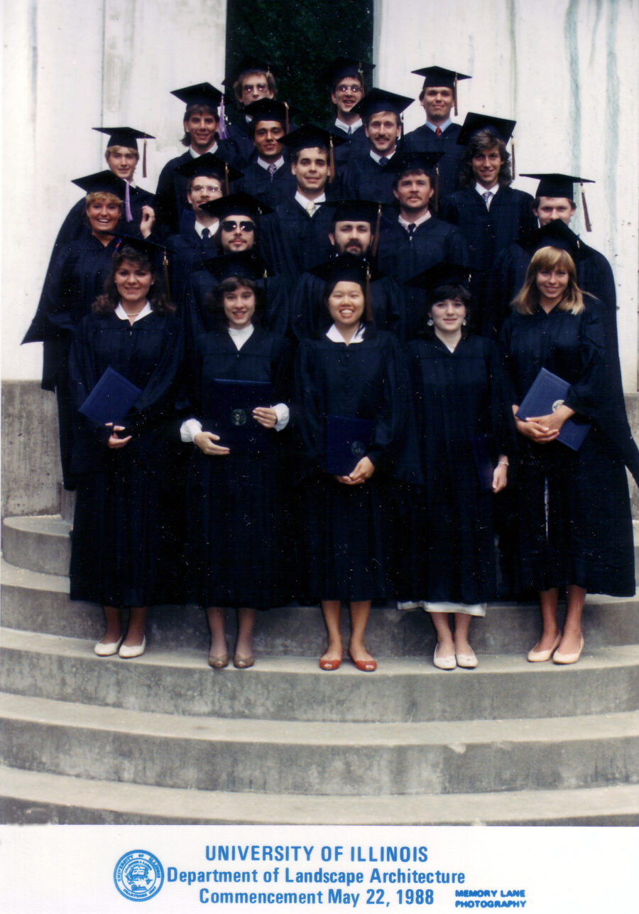 Photo of graduates after Departmental Convocation ceremony (1988)