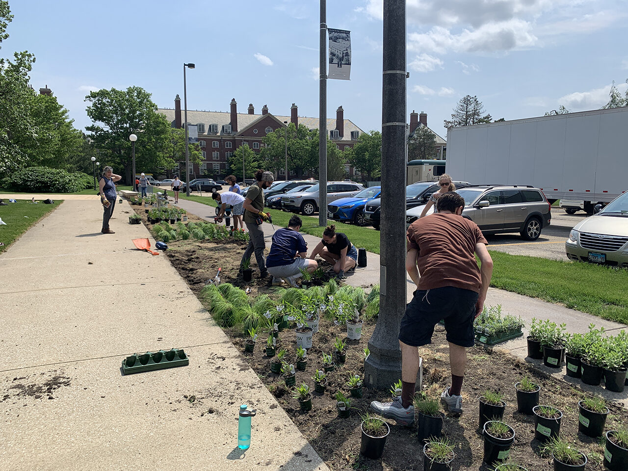 View of students planting the Sofia T. Soudavanh Garden on May 20, 2022