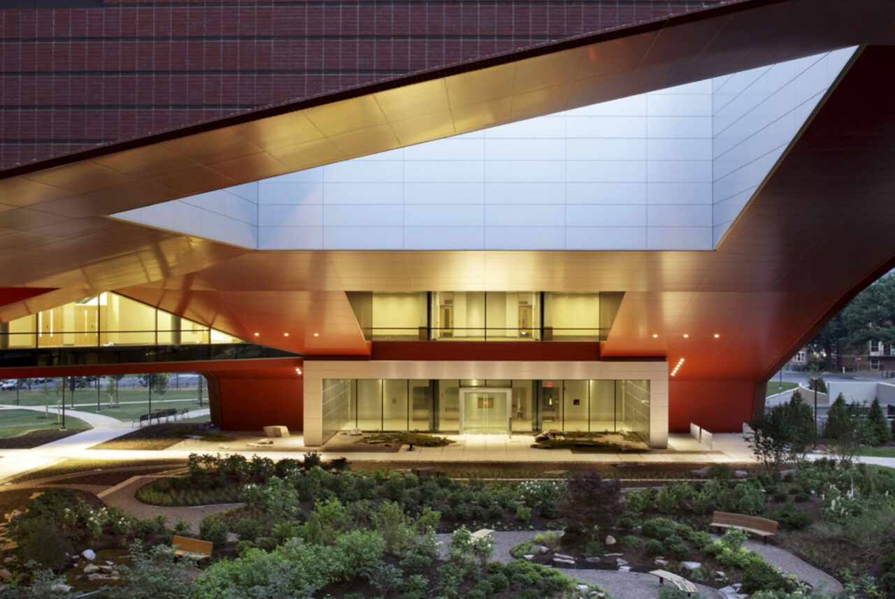 Photo of courtyard garden in Millennium Science Complex at Penn State University