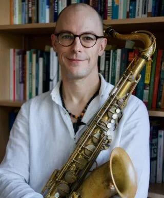 Jérôme Camal with his tenor saxophone