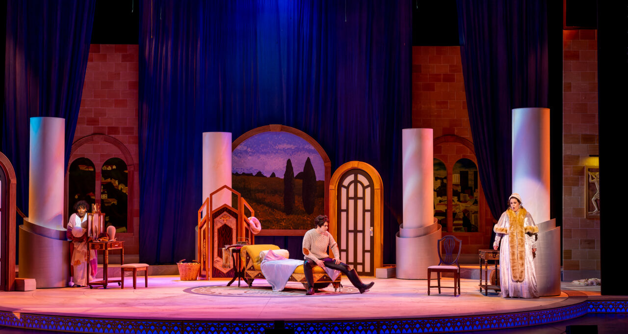 Three singers in the Marriage of Figaro, Lyric Theatre @ Illinois. Photo by Darrell Hoemann.