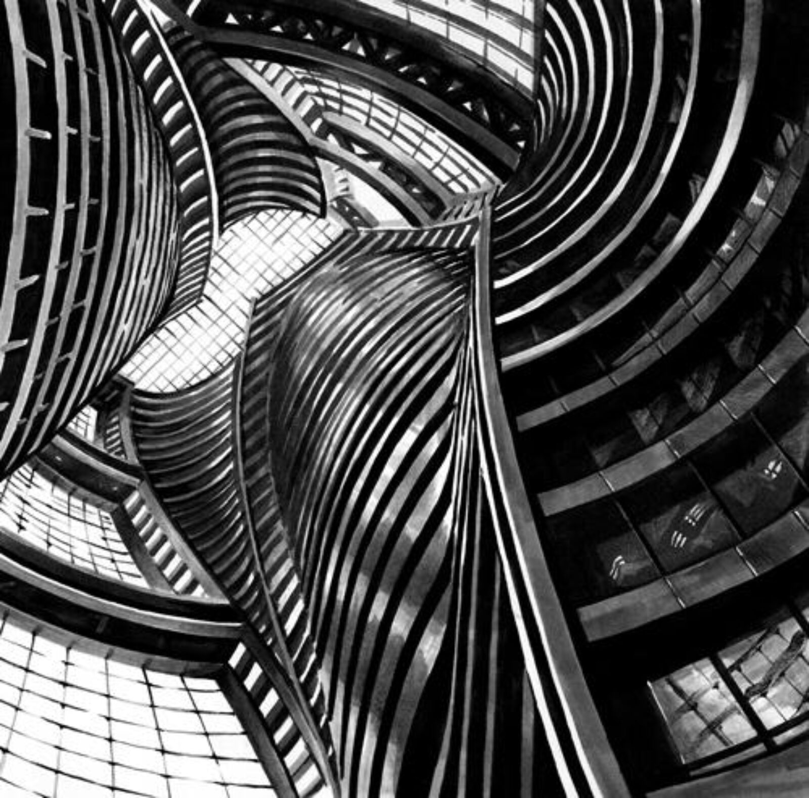 architectural drawing of a view upwards