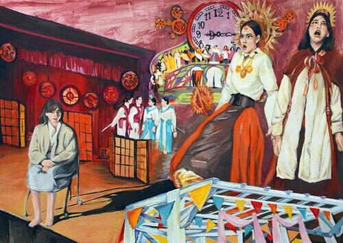 self-portrait with many figures