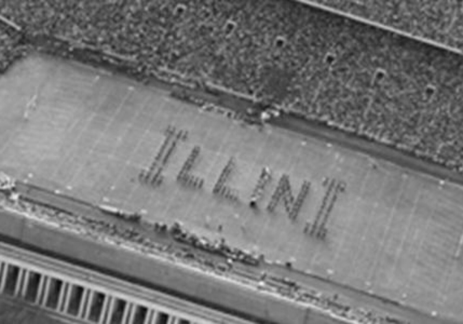 Early photo of the Marching Illini in formation