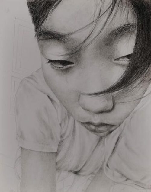 self-portrait with head taking up majority of frame