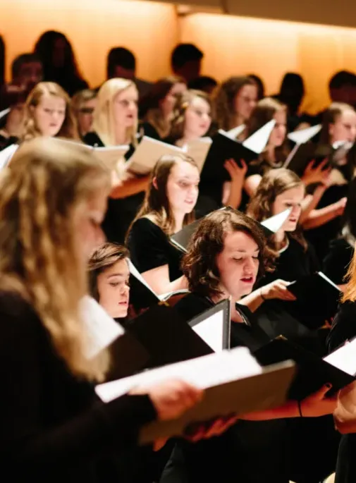 Students performing in a choir