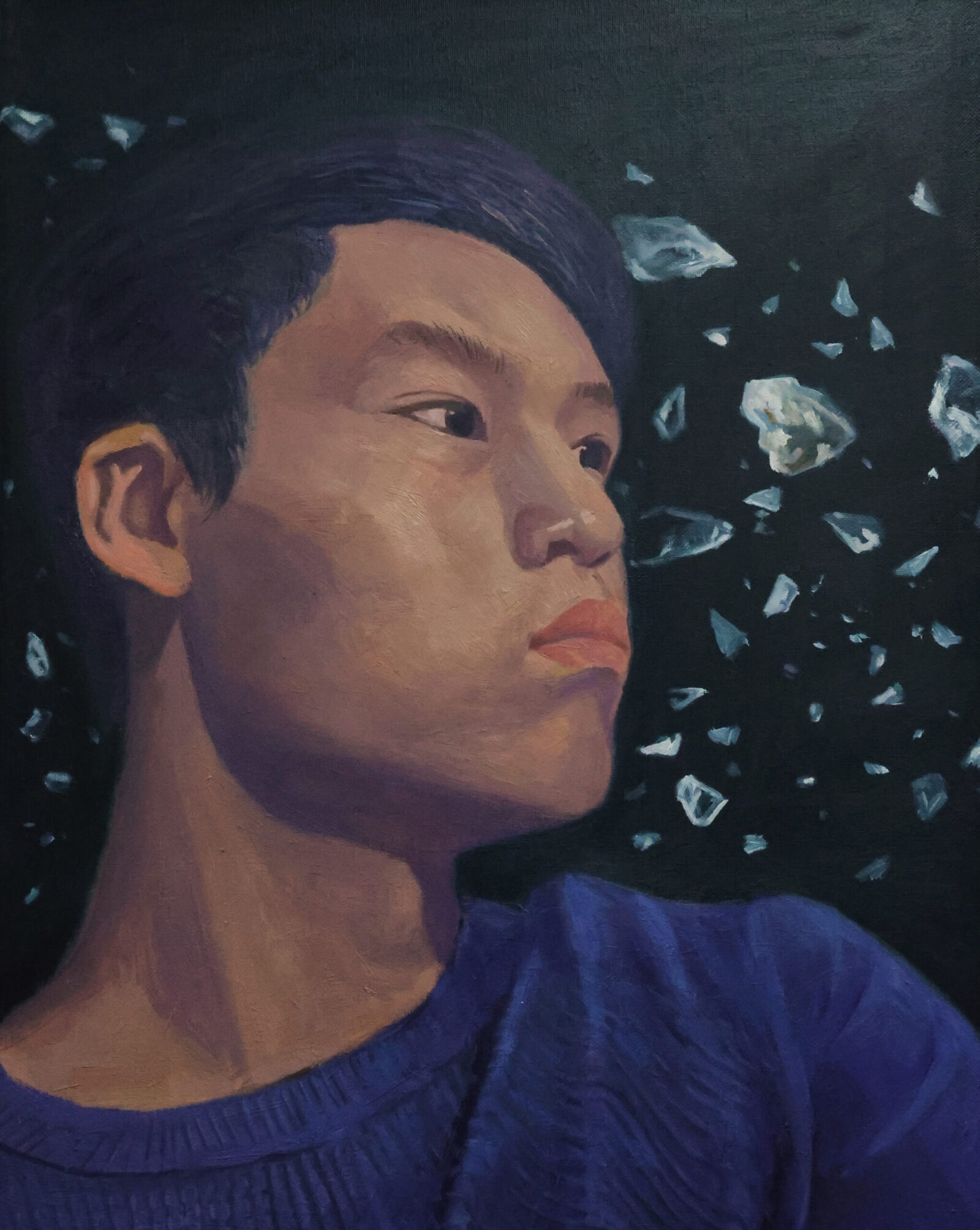 self-portrait with glass shards