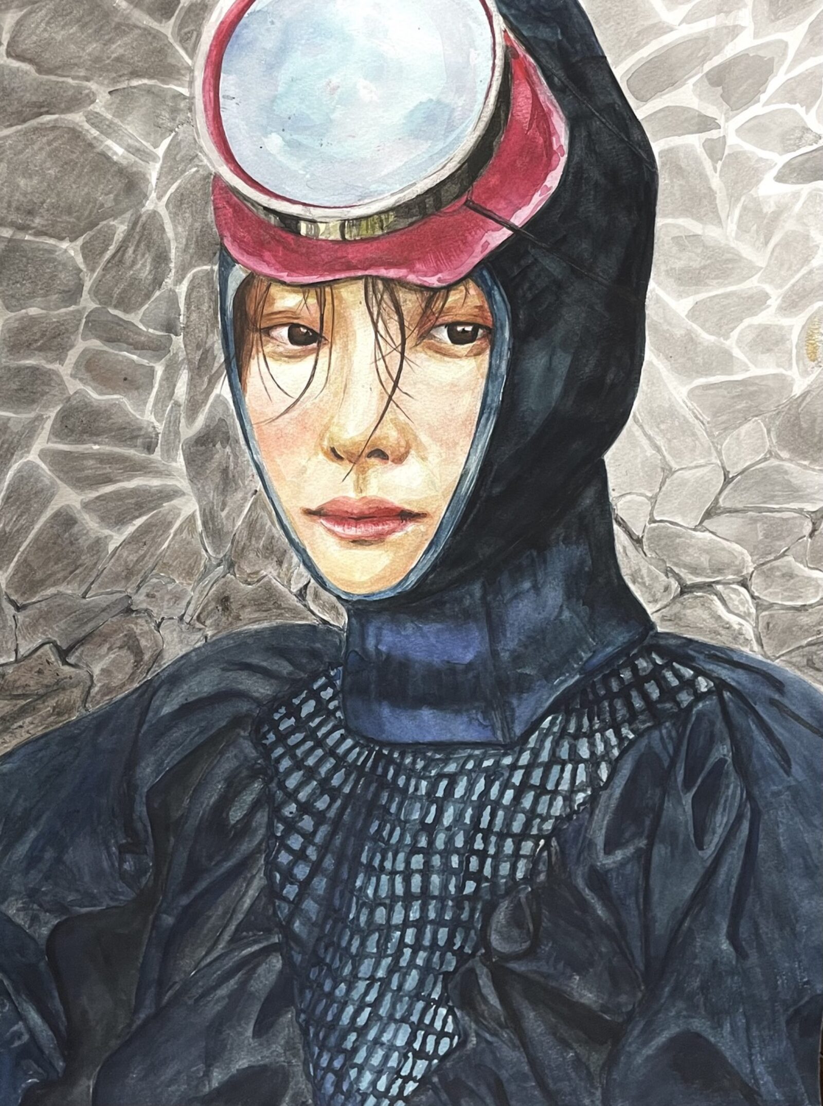 self-portrait with a headlamp