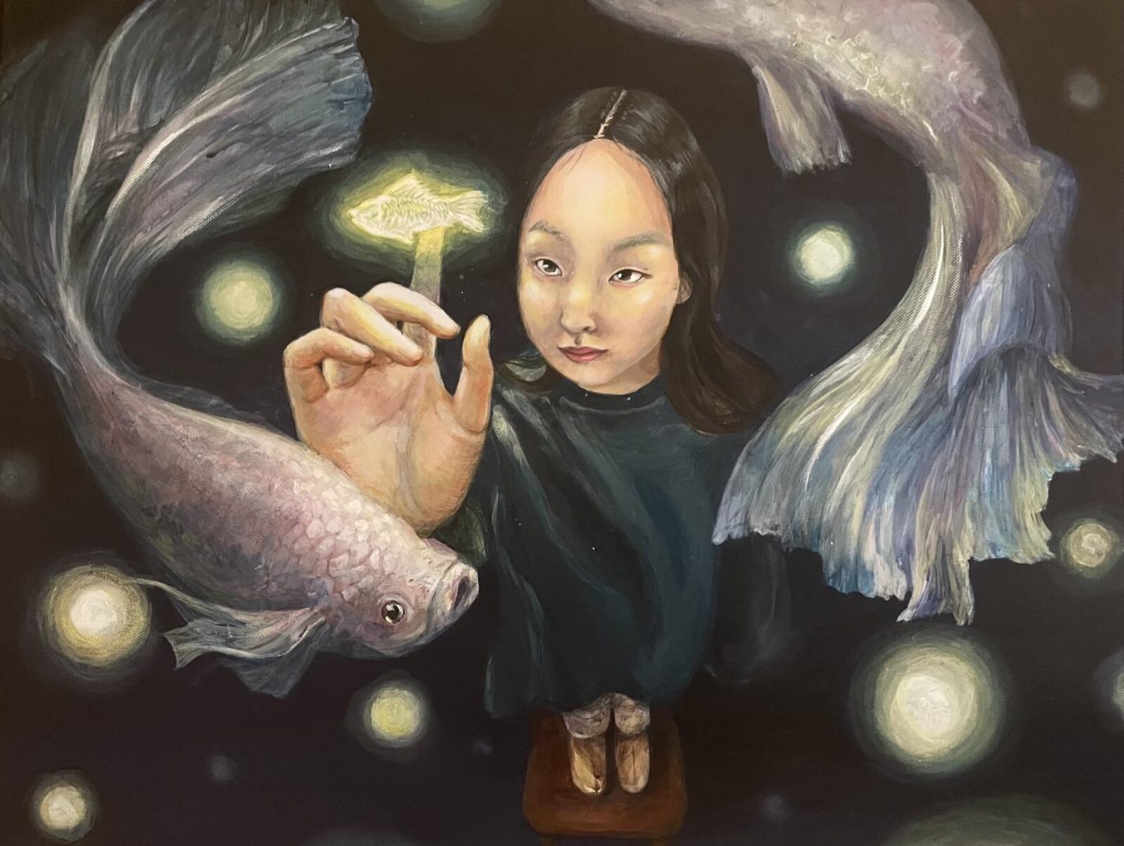 self-portrait with koi