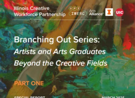 graphic with paint colors mixed greens, yellows and oranges