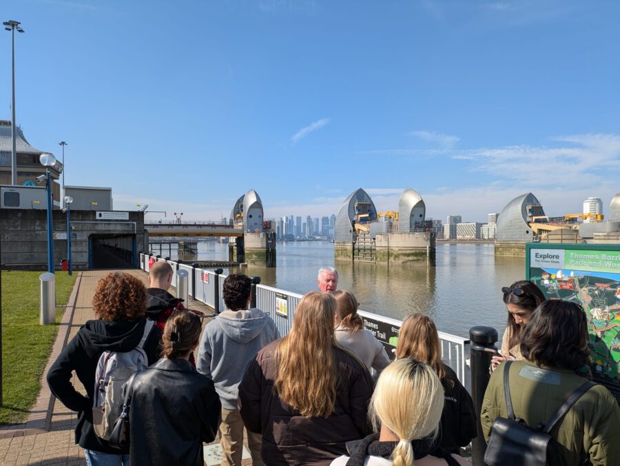 people looking out onto a body of water