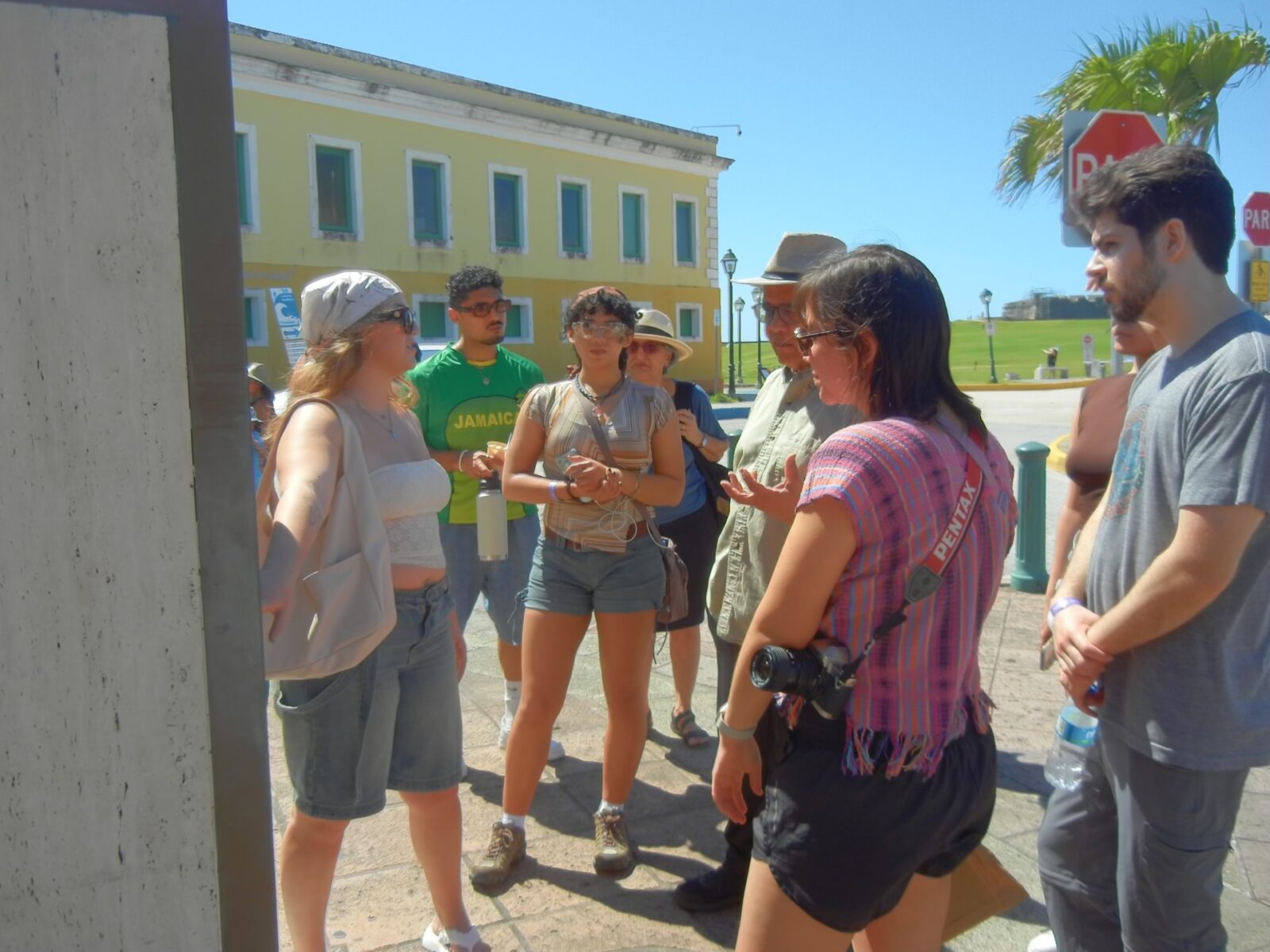 people standing around outside