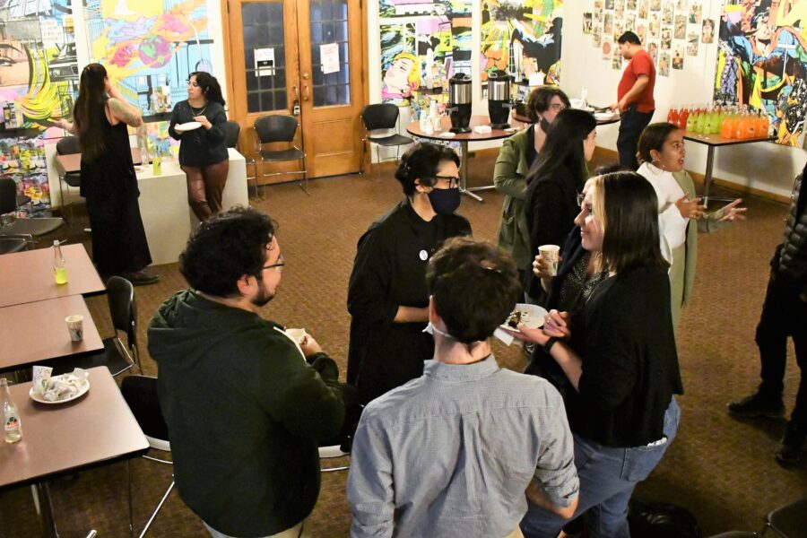 several people standing and talking