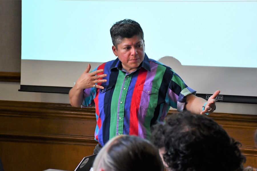 raquel presenting in front of a class