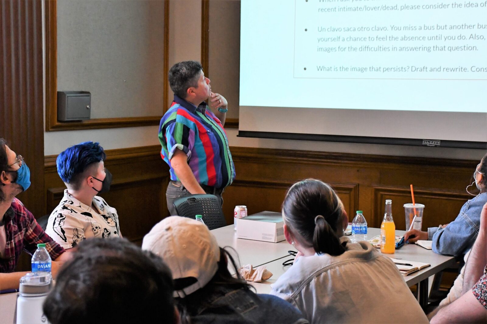raquel presenting to a class of students