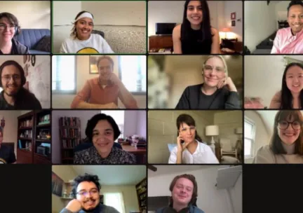 screenshot of many people in boxes on a zoom call