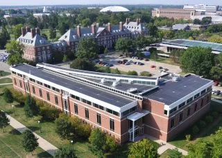 Overhead view of Temple Buell Hall