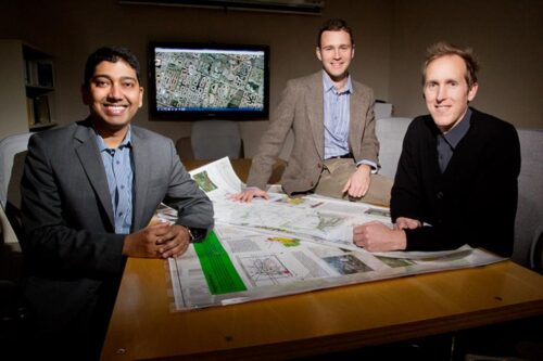 DURP faculty members Chakraborty and Allred with PhD alum Robby Boyer