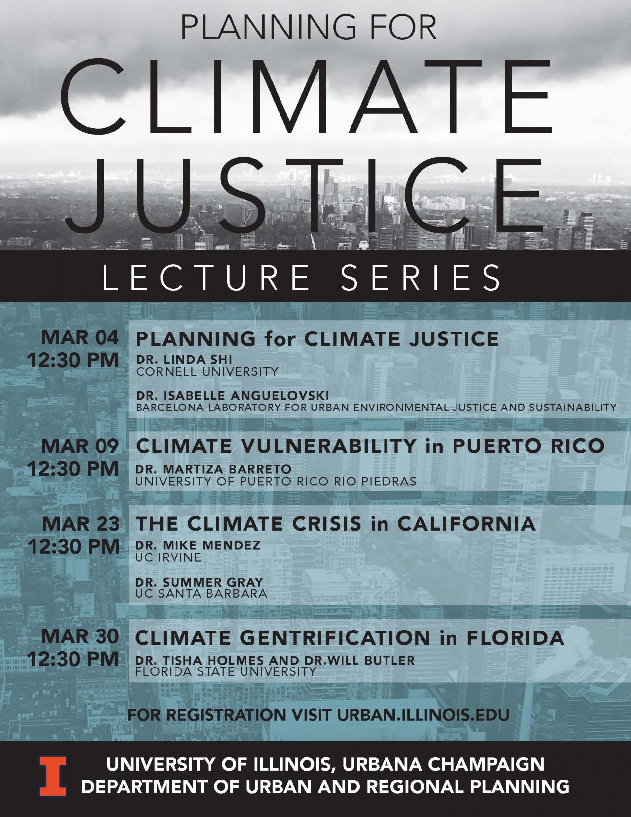 Flier for Planning for Climate Justice Lecture Series