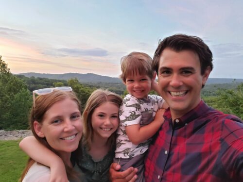 Drew and Jen Awsumb along with their two young kids at Shawnee National Forest