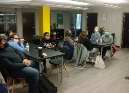 UIUC students meeting with local planners in a conference room