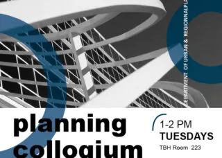 Flier for planning colloqium with photo of Temple Buell Hall in black and white