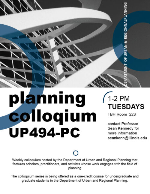 Flier for planning colloqium with photo of Temple Buell Hall in black and white