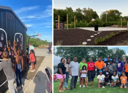 Variety of photos of the "pop-up" park and participants