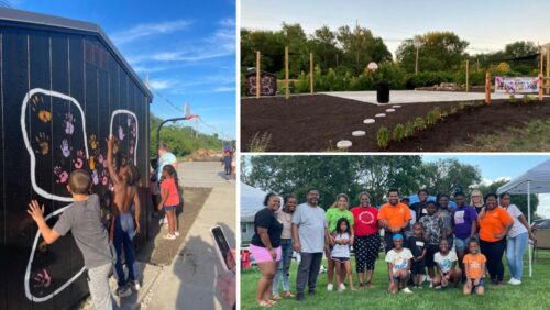 Variety of photos of the "pop-up" park and participants