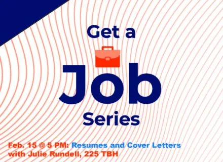 Colorful flier announcing the spring Get A Job series for 2023
