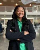 Photo of Kayla Baldwin in Temple Buell Hall atrium