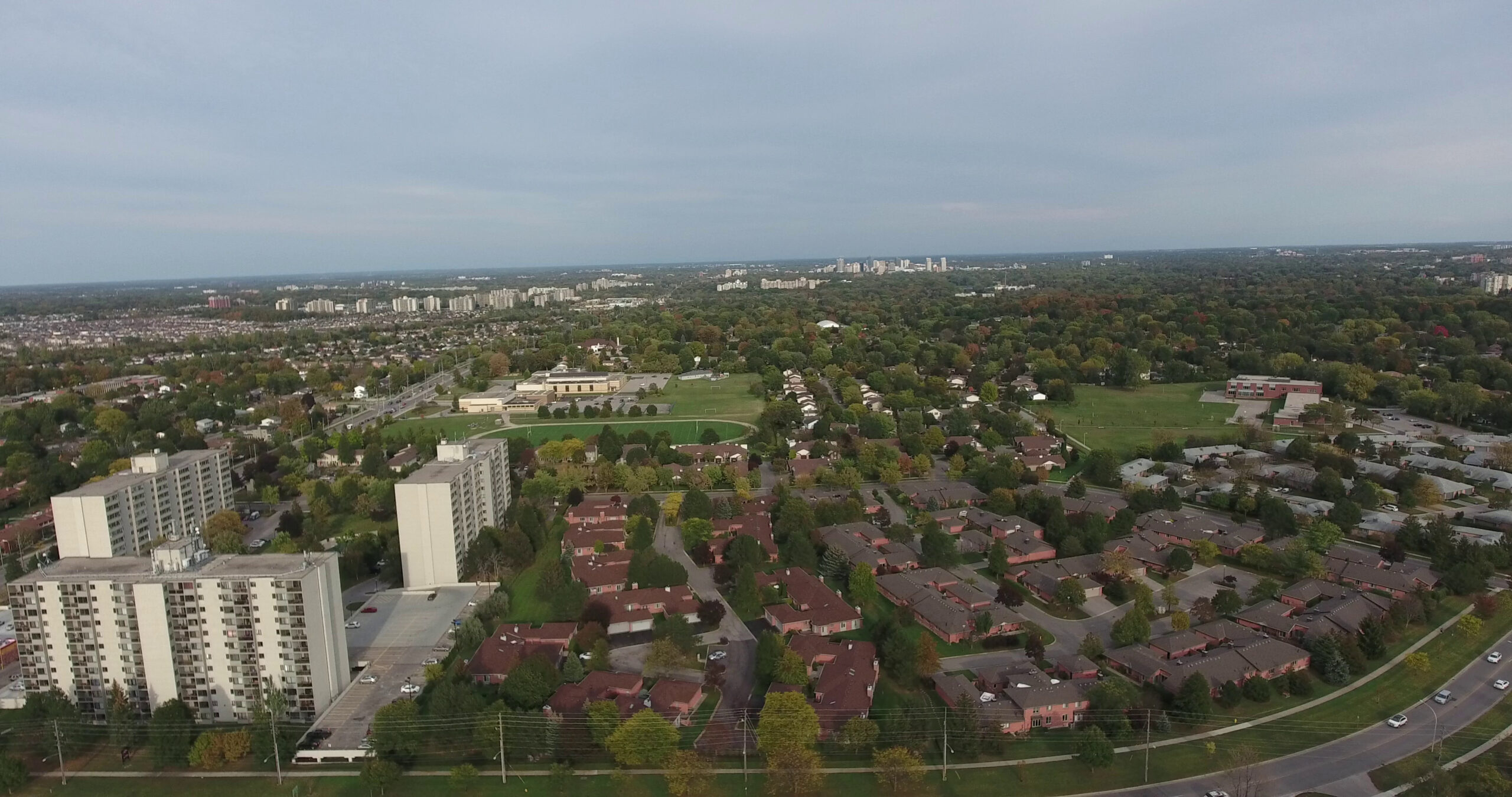 aerial shot of lots of homes