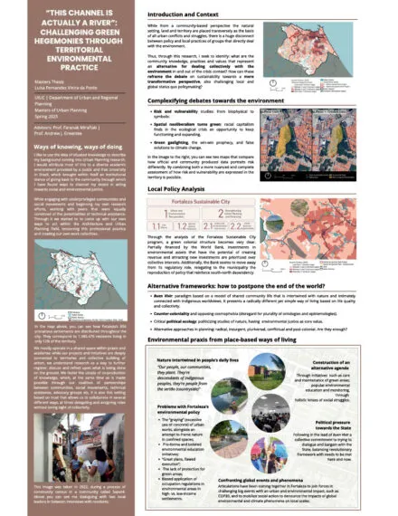 Poster with white text over brown background on the left-hand side, and right-hand side on white background with maps of area