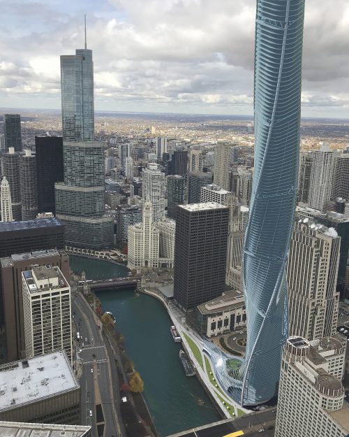 View looking west along the Chicago River