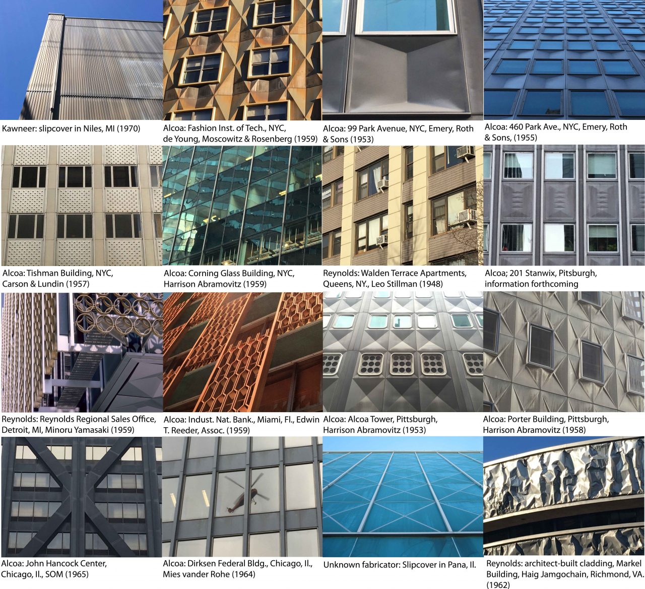 Grid of images of aluminum cladding 