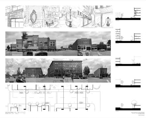 Site analysis board of street in Champaign