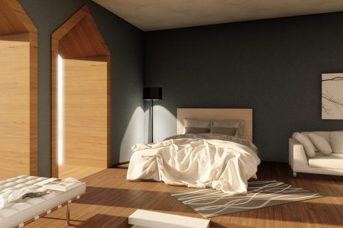 Interior rendering, hotel room