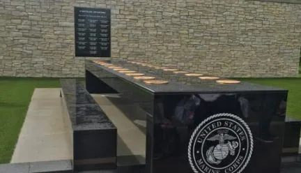 closeup of granite memorial table 